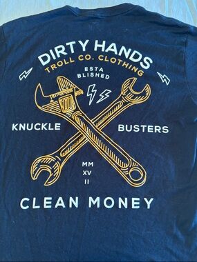 Troll Co “ Dirty Hands - Clean Money “ Black T-Shirt , L , $13